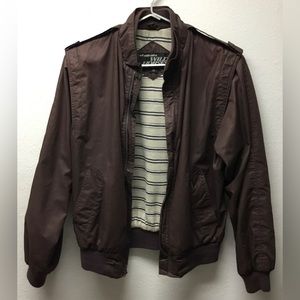 1980s Wild Horses Men’s Sz S Brown Sporty Zip Up Collared Jacket